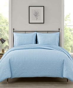 Chezmoi Collection Juego de Edredón Liam Chambray Azul para