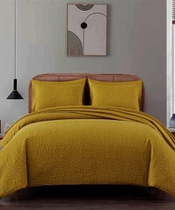 Juego de Colcha Chezmoi Collection Liam Mostaza Tamaño