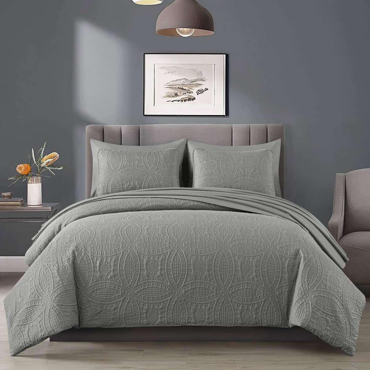 Juego de Cama con Edredón Chezmoi Collection Liam Gris