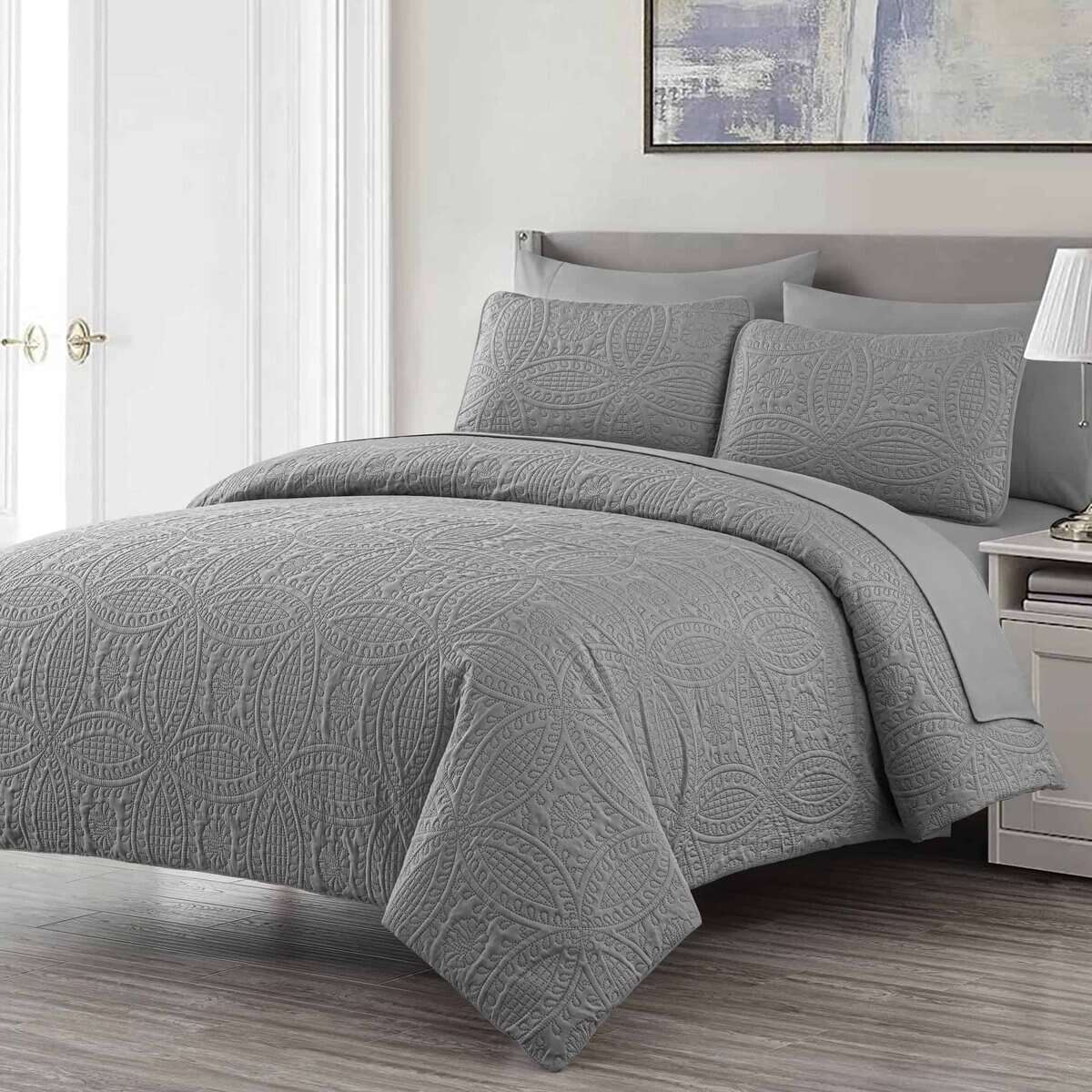 Juego de Cama con Edredón Chezmoi Collection Liam Gris - Imagen 3