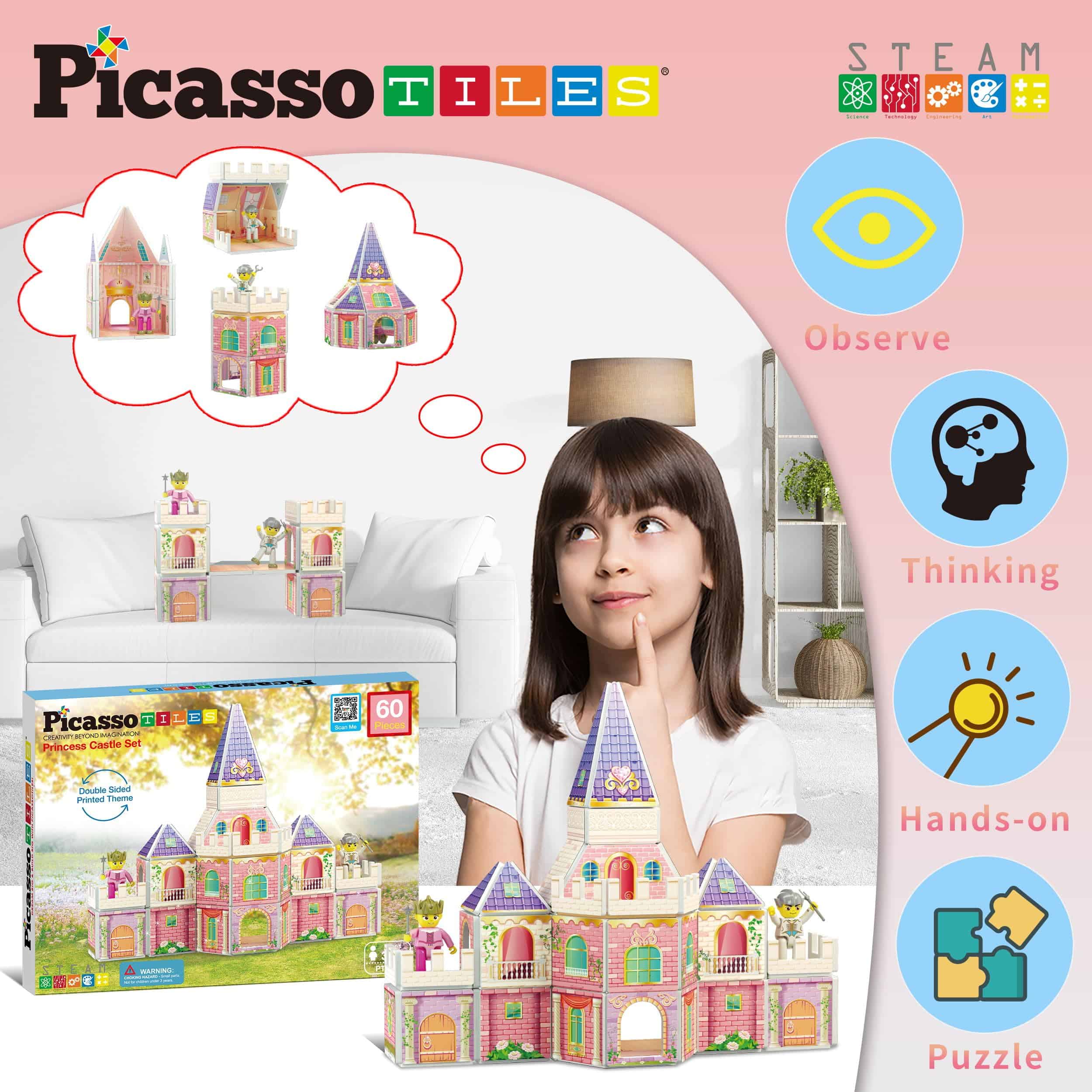 PicassoTiles Bloques de Construcción de Castillo de - Imagen 3