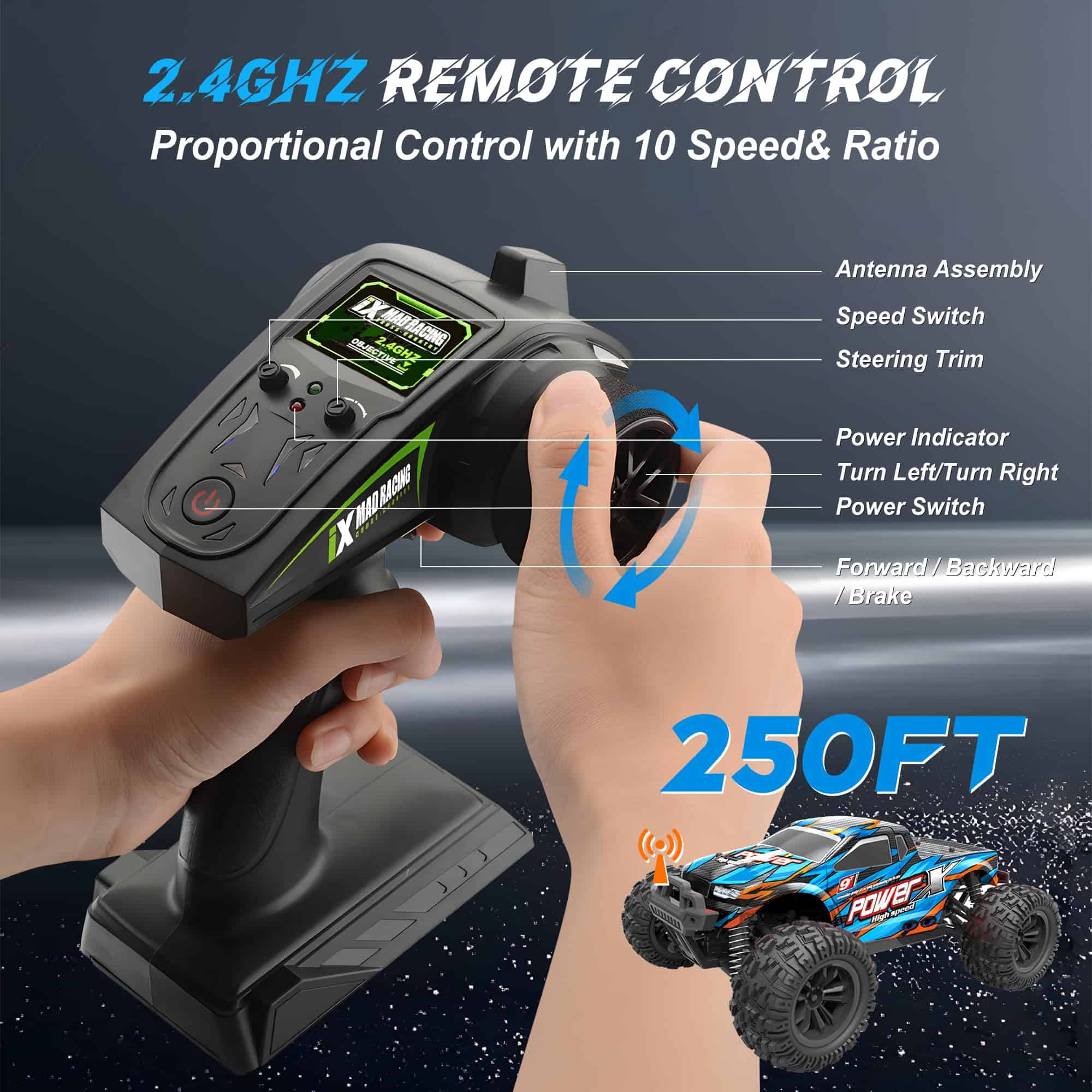 Quapkatt Coche RC Todoterreno a Escala 1:16, Velocidad Alta - Imagen 7