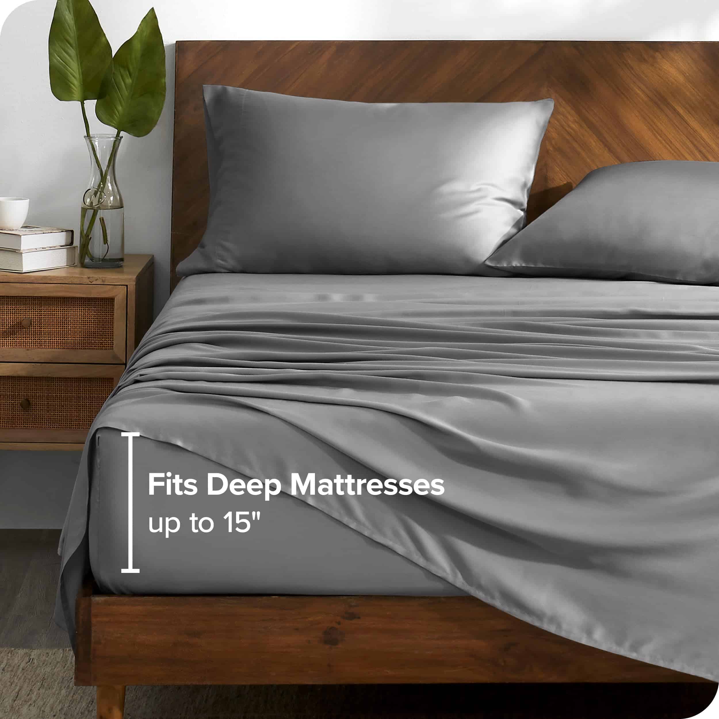 Juego de sábanas Bare Home Lyocell Tencel - -Gris Claro - Imagen 4