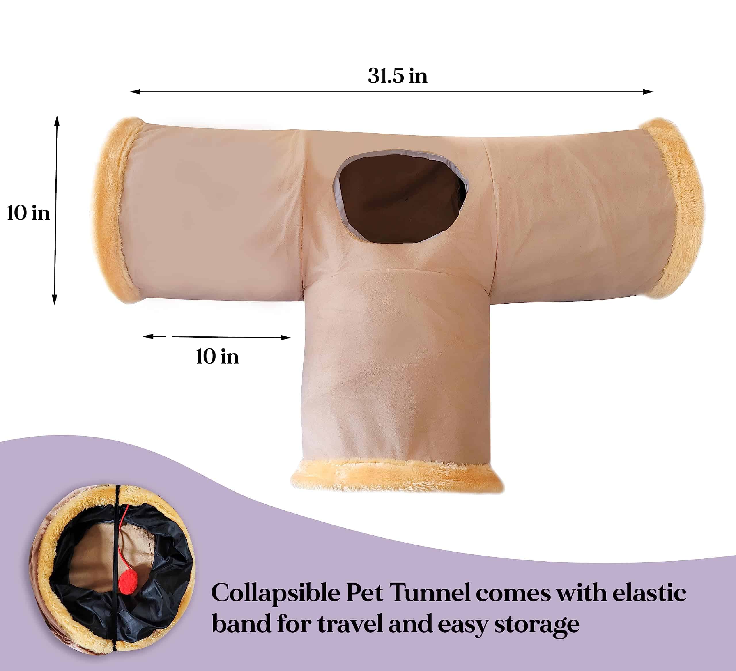 Túnel de Juego en Forma de T para Gatos Plegable/Portátil - Imagen 3