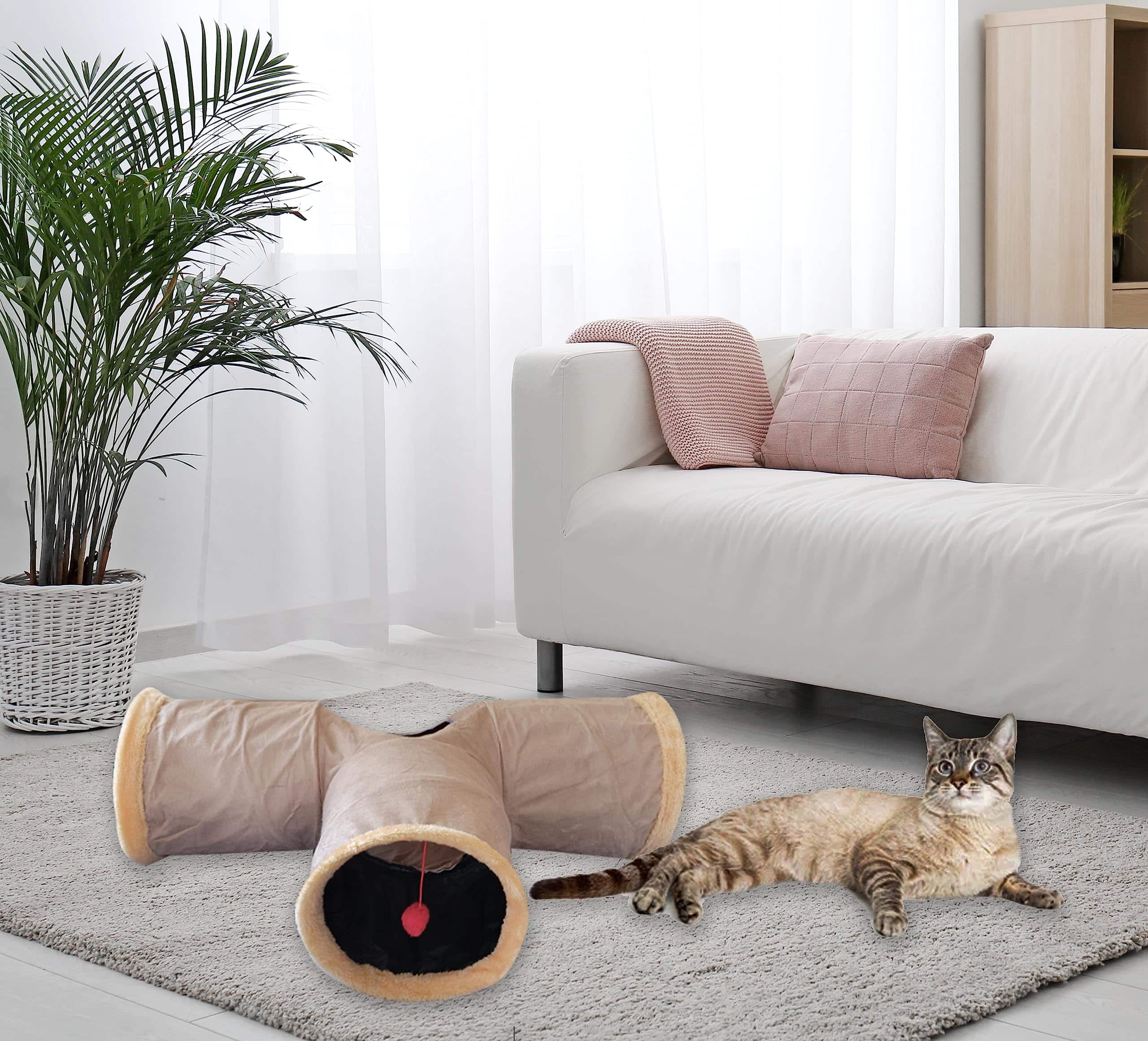 Túnel de Juego en Forma de T para Gatos Plegable/Portátil - Imagen 4