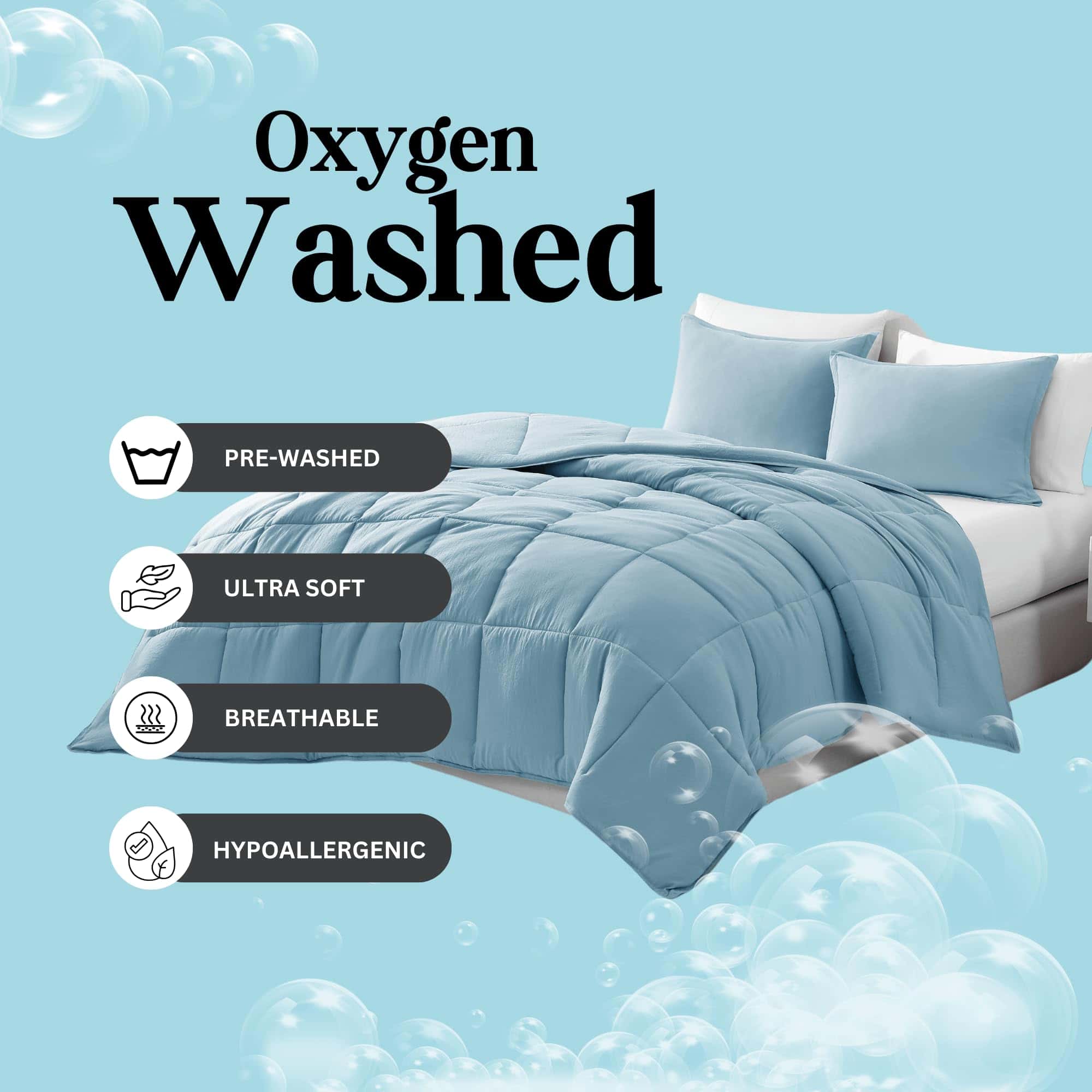 Juego de Edredón Queen Size Pre-Lavado Casa Platino - - Imagen 4