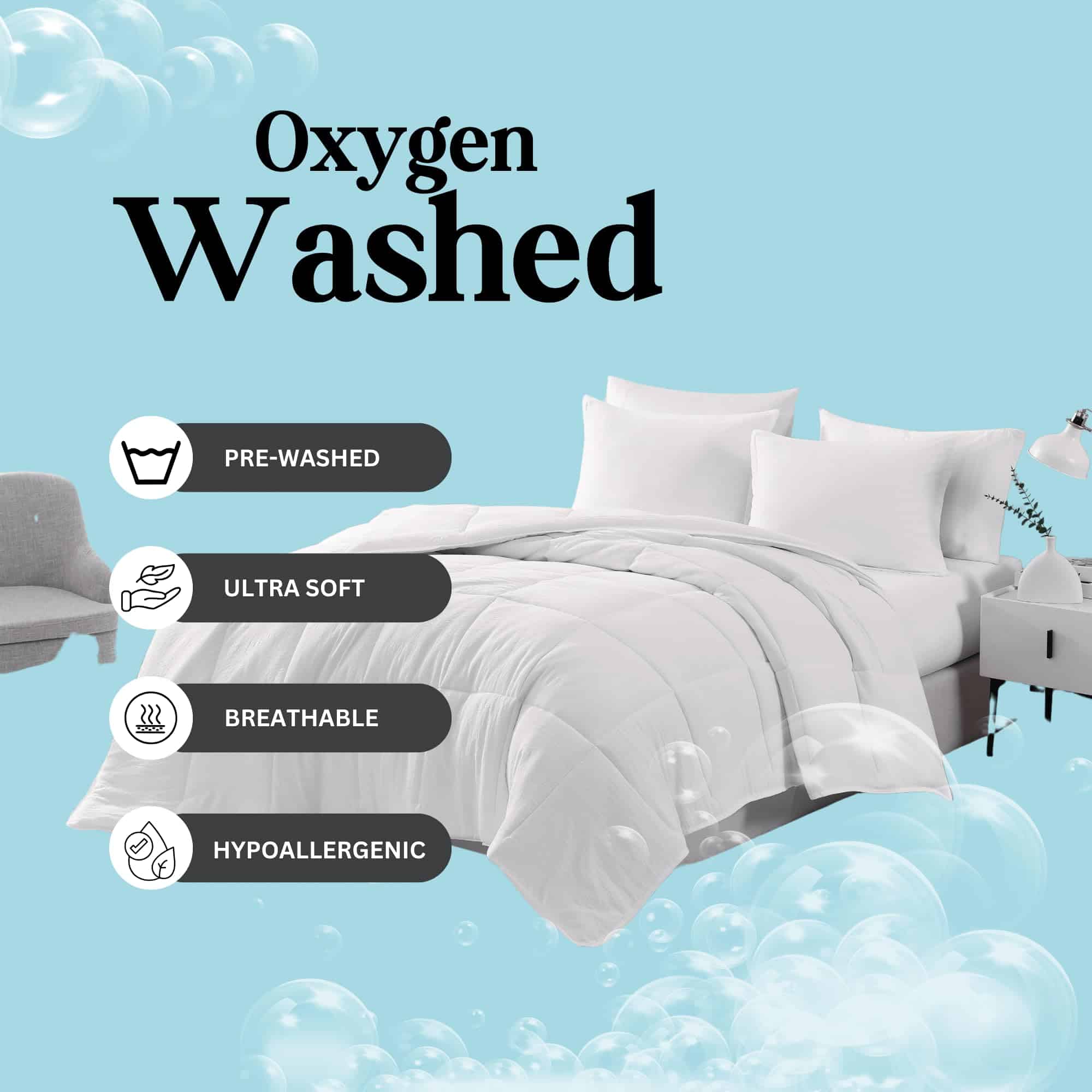 Juego de Edredón Queen Casa Platino - Ropa de Cama Suave - - Imagen 4