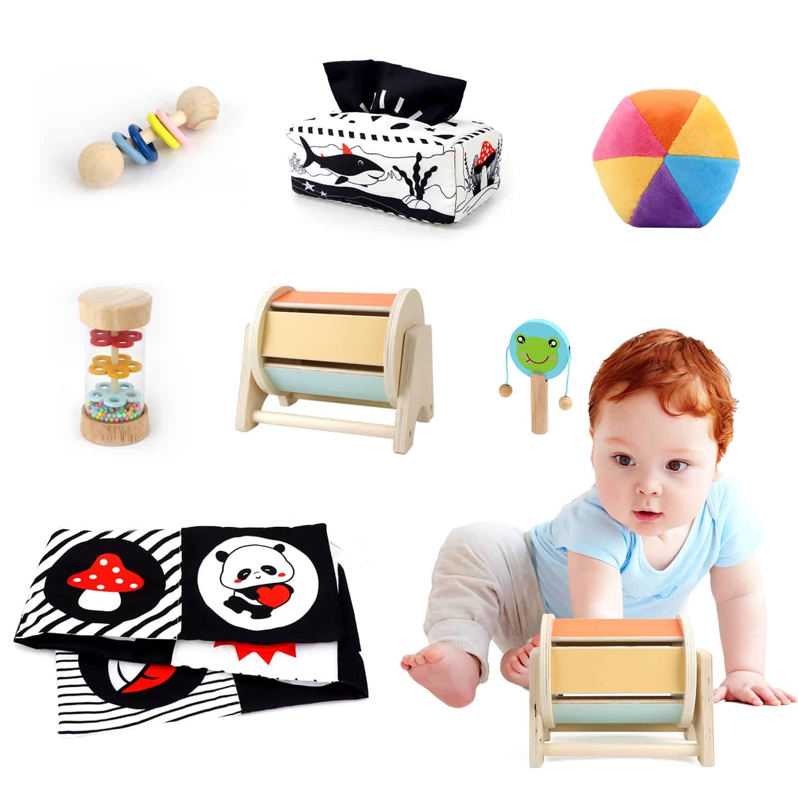 Juguetes Montessori para Bebés 0-6 Meses, Set Educativo de