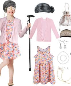 Disfraz de Anciana Rosa para Niñas, Tela de 100 Días de