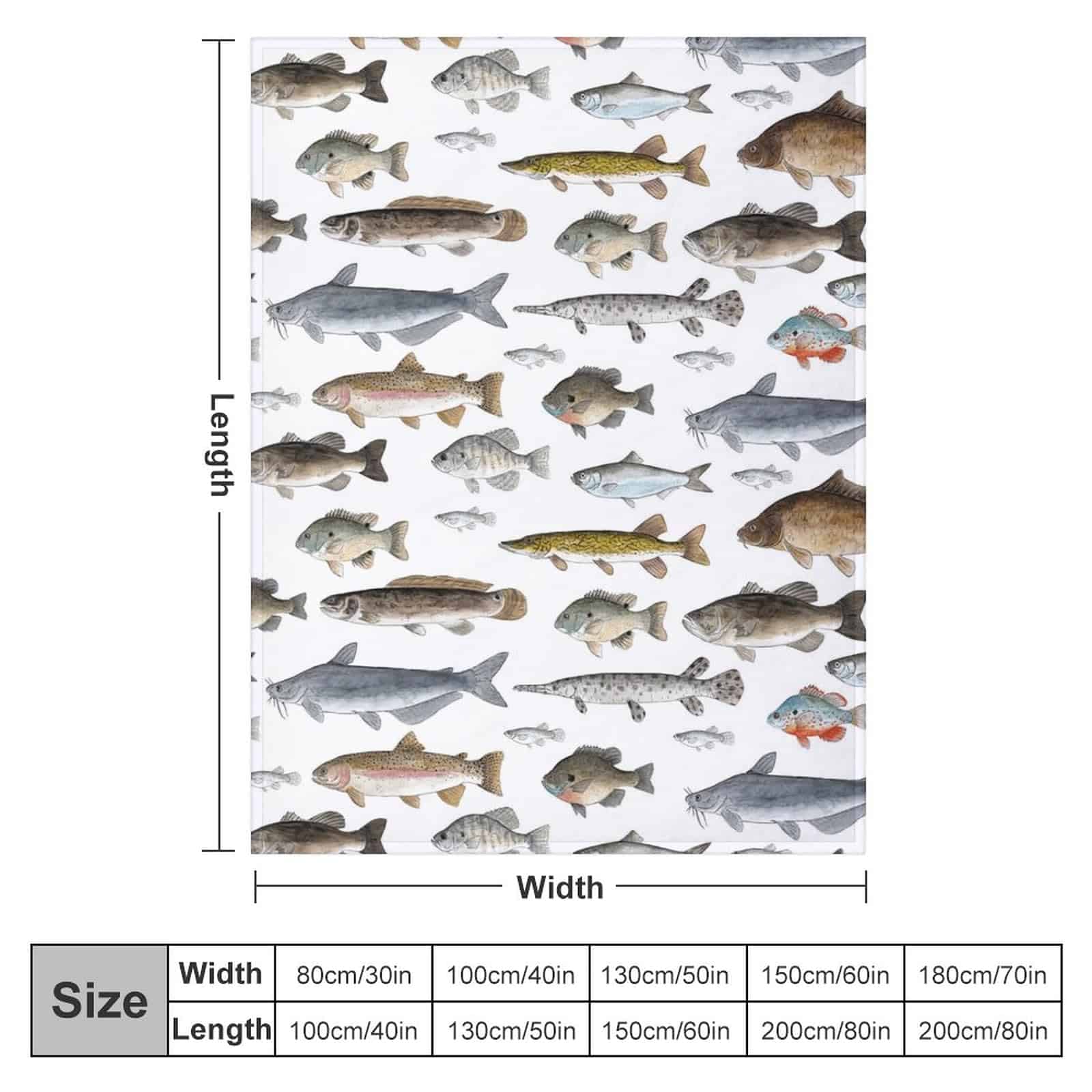 Manta de Franela con Estampado de Peces de Agua Dulce y - Imagen 3