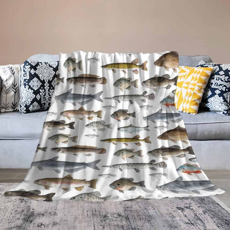 Manta de Franela con Estampado de Peces de Agua Dulce y - Imagen 7