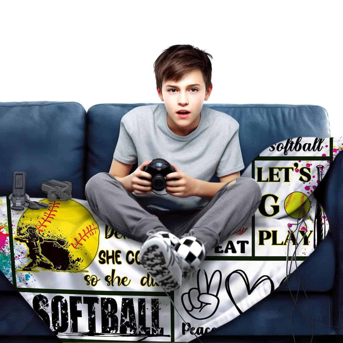 Manta de Softbol Ligera y Acogedora con Estampado Suave de - Imagen 4