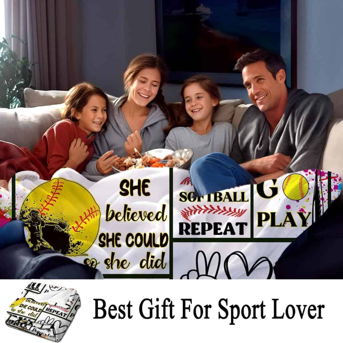 Manta de Softbol Ligera y Acogedora con Estampado Suave de - Imagen 6