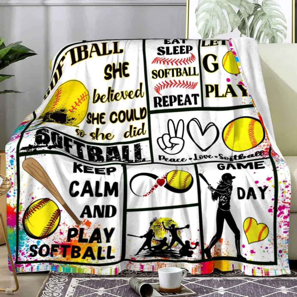 Manta de Softbol Ligera y Acogedora con Estampado Suave de - Imagen 3