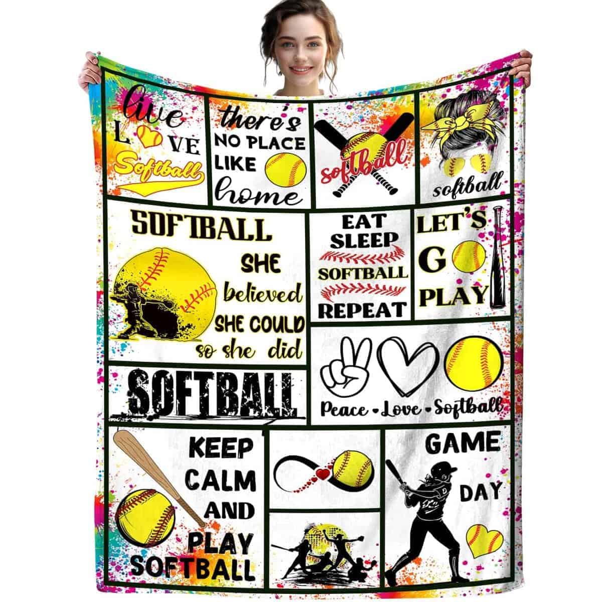 Manta de Softbol Ligera y Acogedora con Estampado Suave de