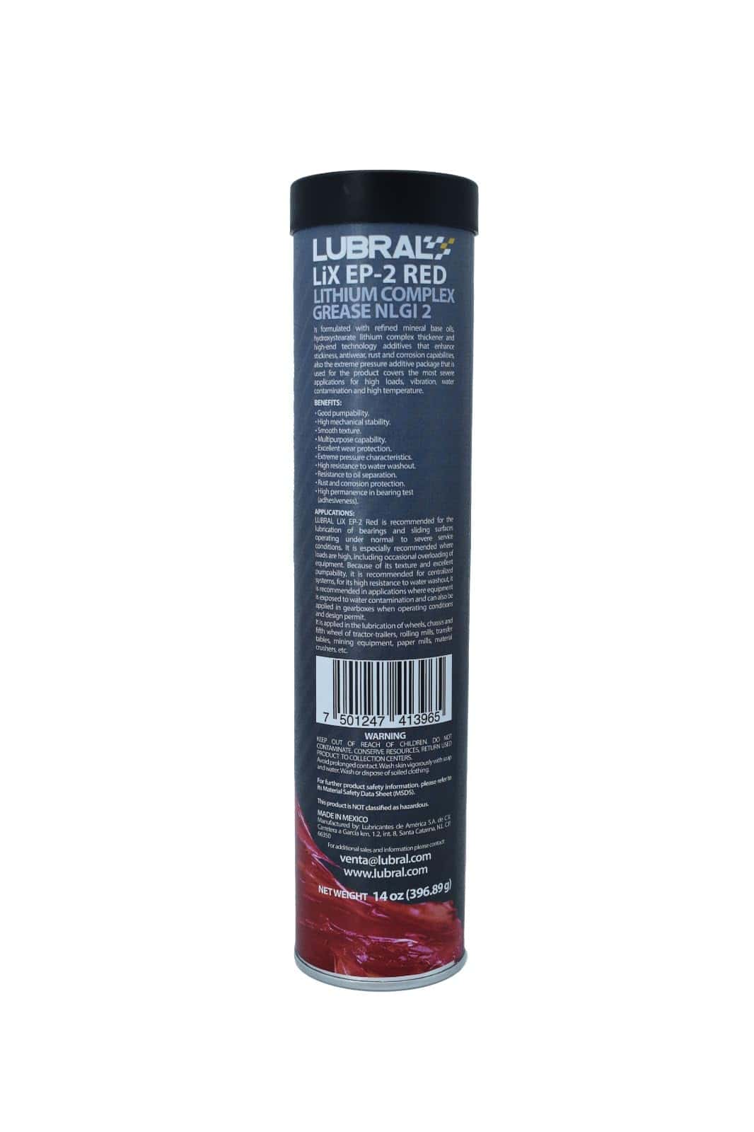 Grasa roja LUBRAL Lithium Complex EP2 | Lubricante Premium - Imagen 3