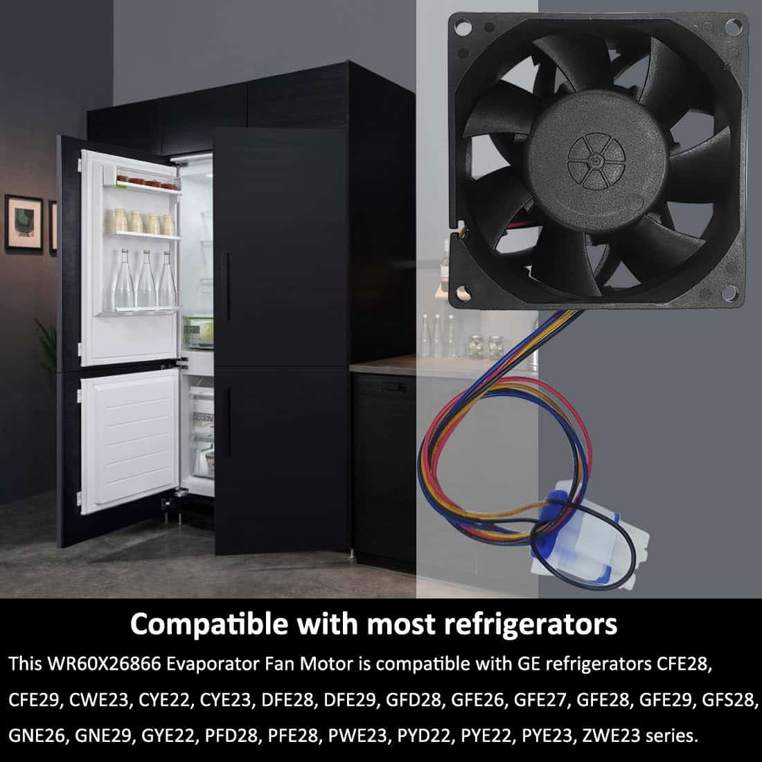 Motor del ventilador evaporador de refrigerador WR60X26866 - Imagen 6