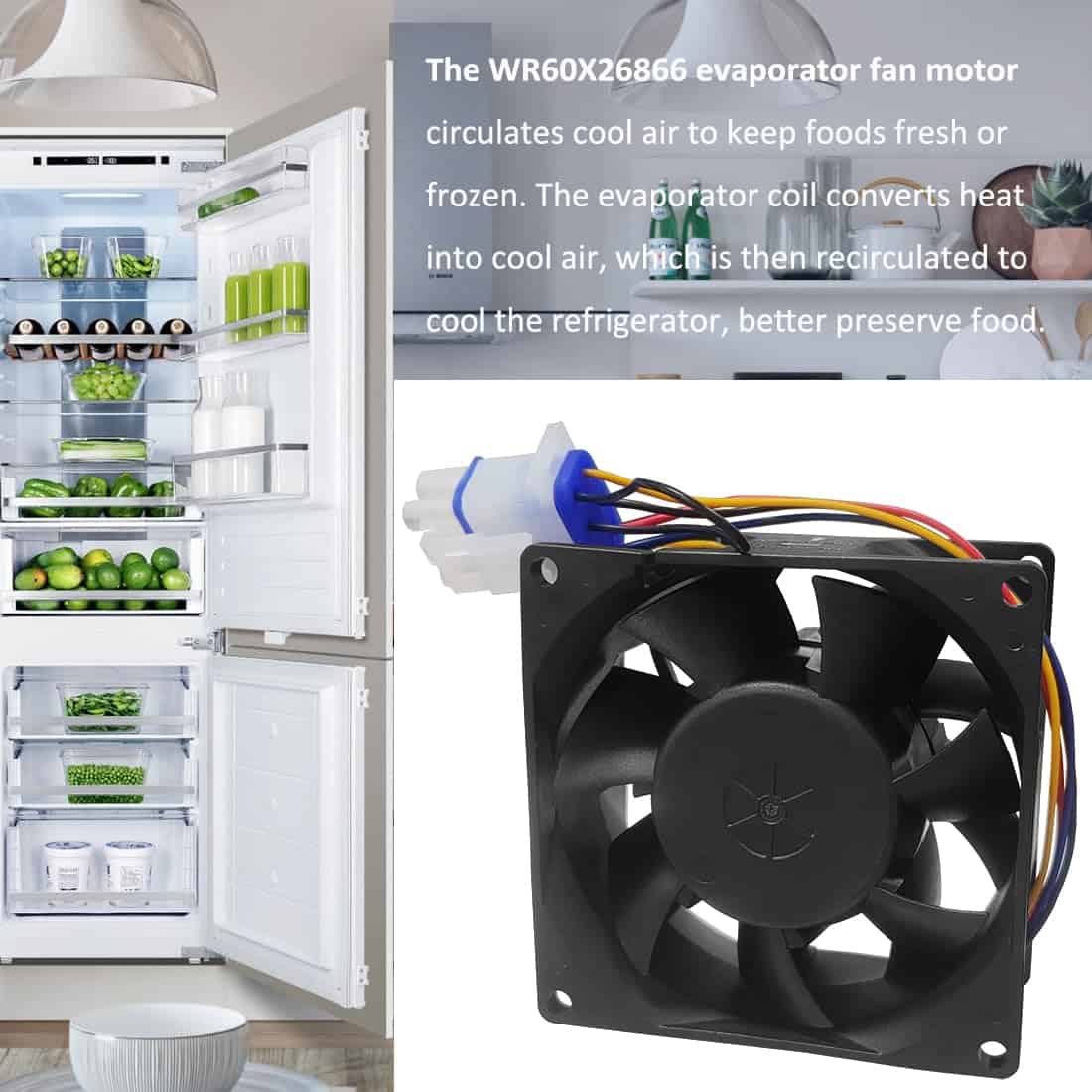 Motor del ventilador evaporador de refrigerador WR60X26866 - Imagen 4