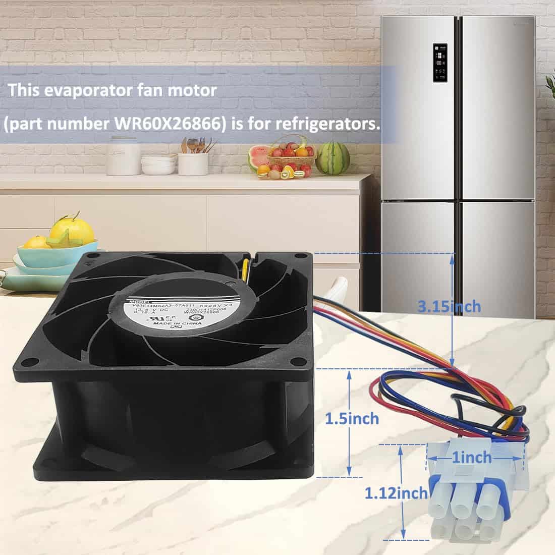 Motor del ventilador evaporador de refrigerador WR60X26866 - Imagen 3