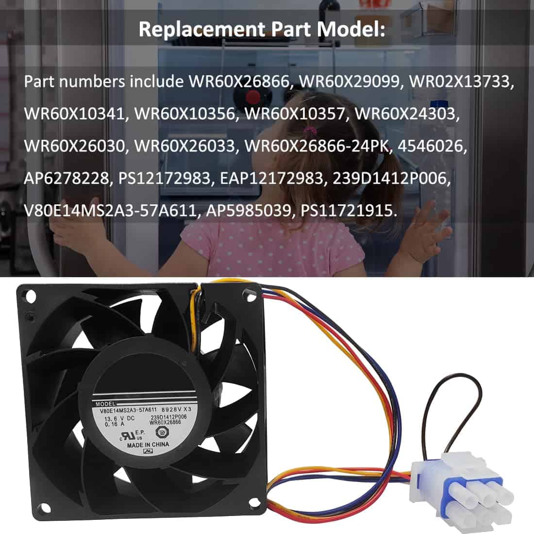 Motor del ventilador evaporador de refrigerador WR60X26866 - Imagen 7