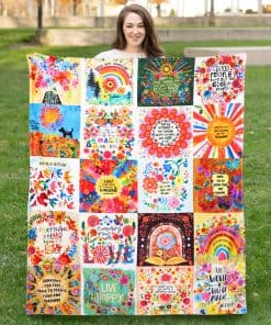 Manta de Tiro Boho con Diseño de Flores y Mosaico Natural