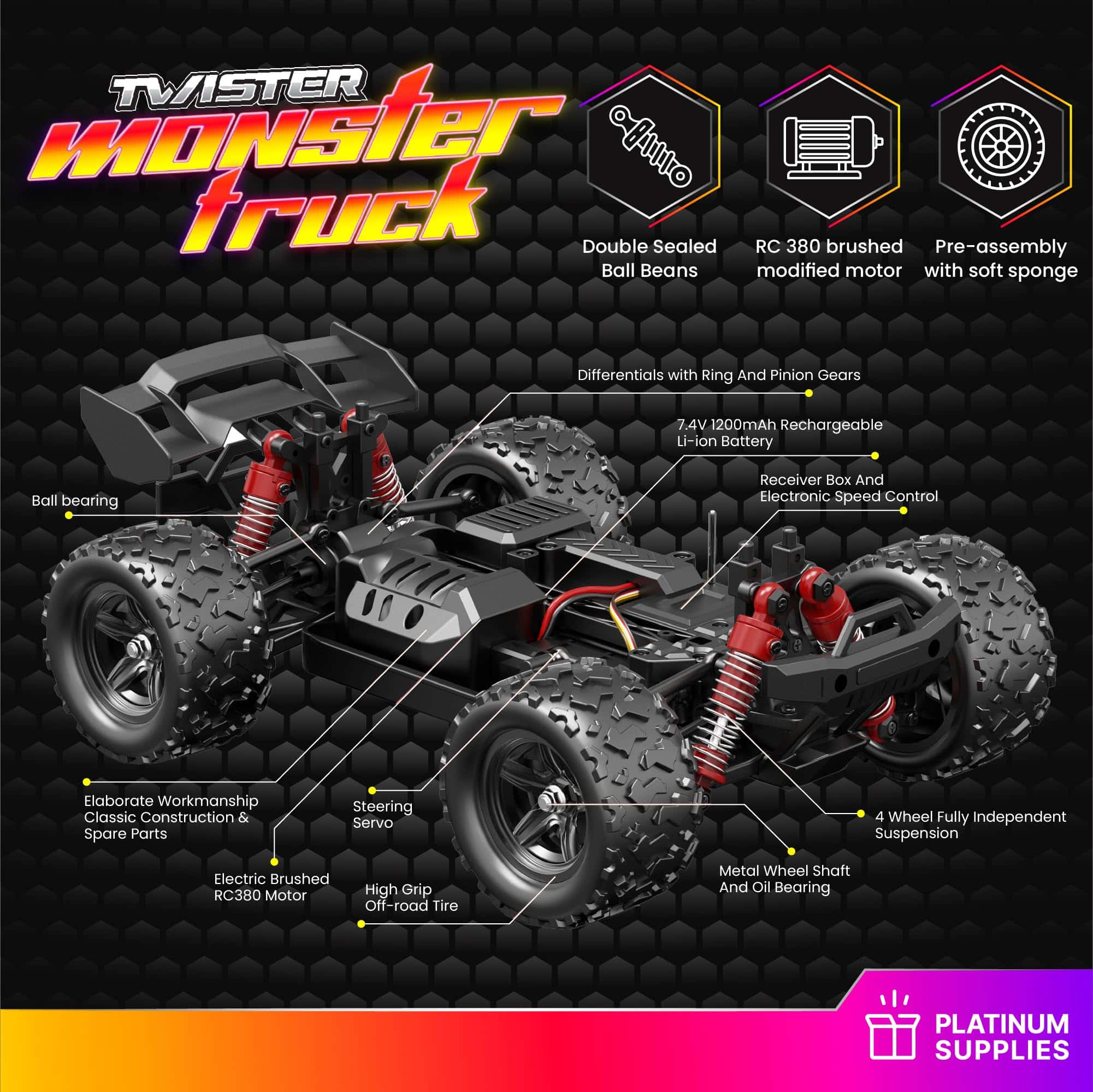 Platinum Supplies Camión Monster de Alta Velocidad RC/Coche - Imagen 7