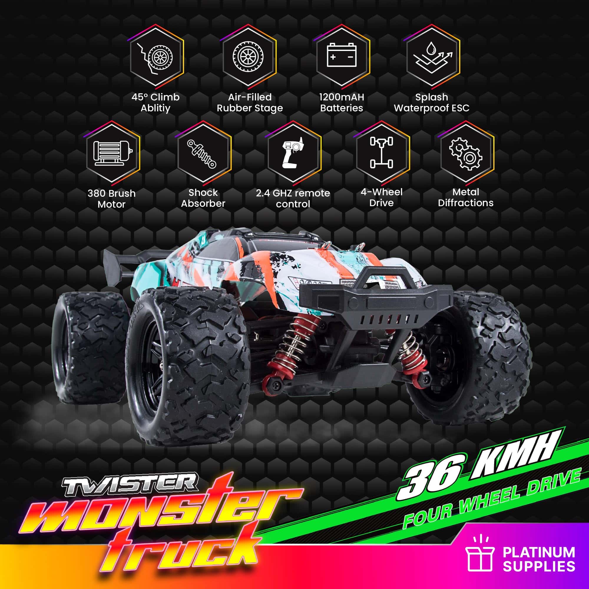 Platinum Supplies Camión Monster de Alta Velocidad RC/Coche - Imagen 8