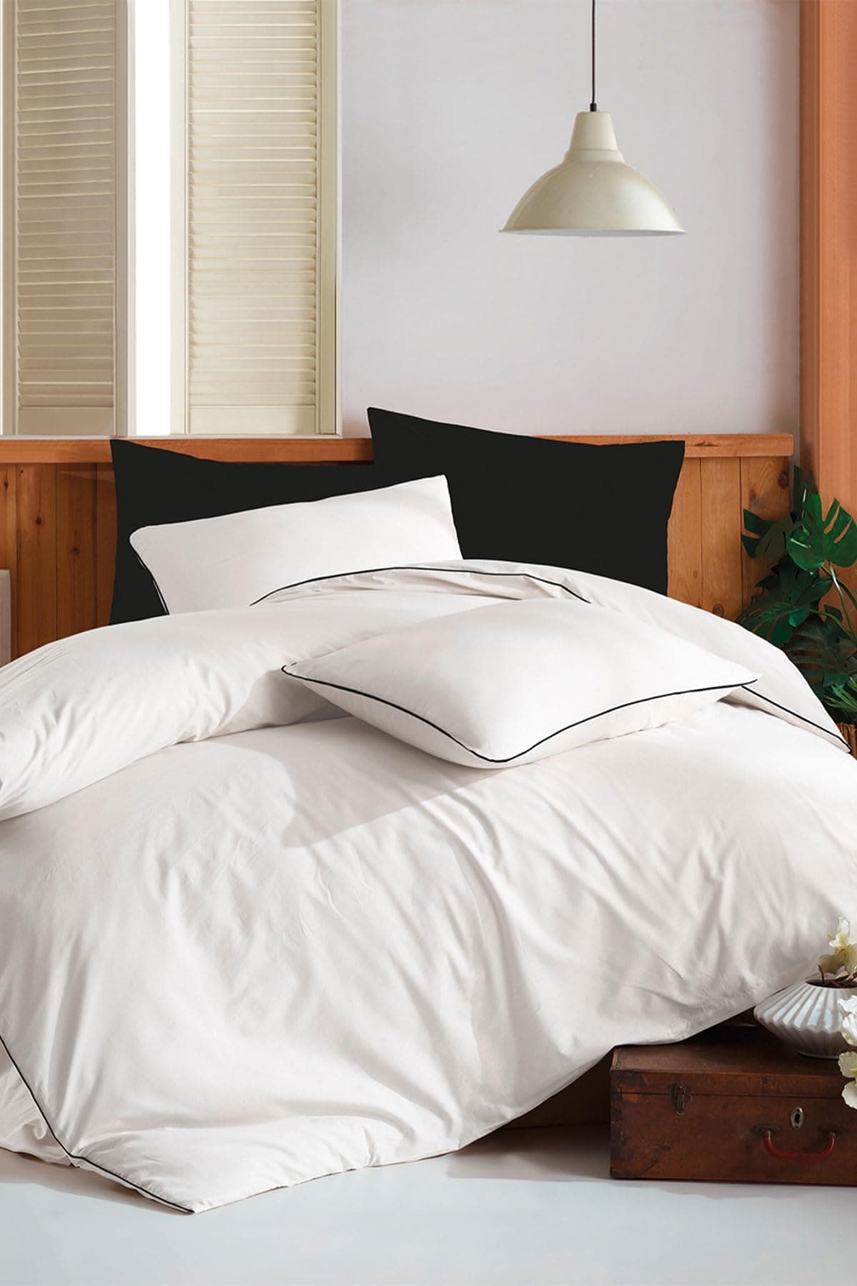 Juego de Funda de Edredón Via Bianco Plain 100% Algodón