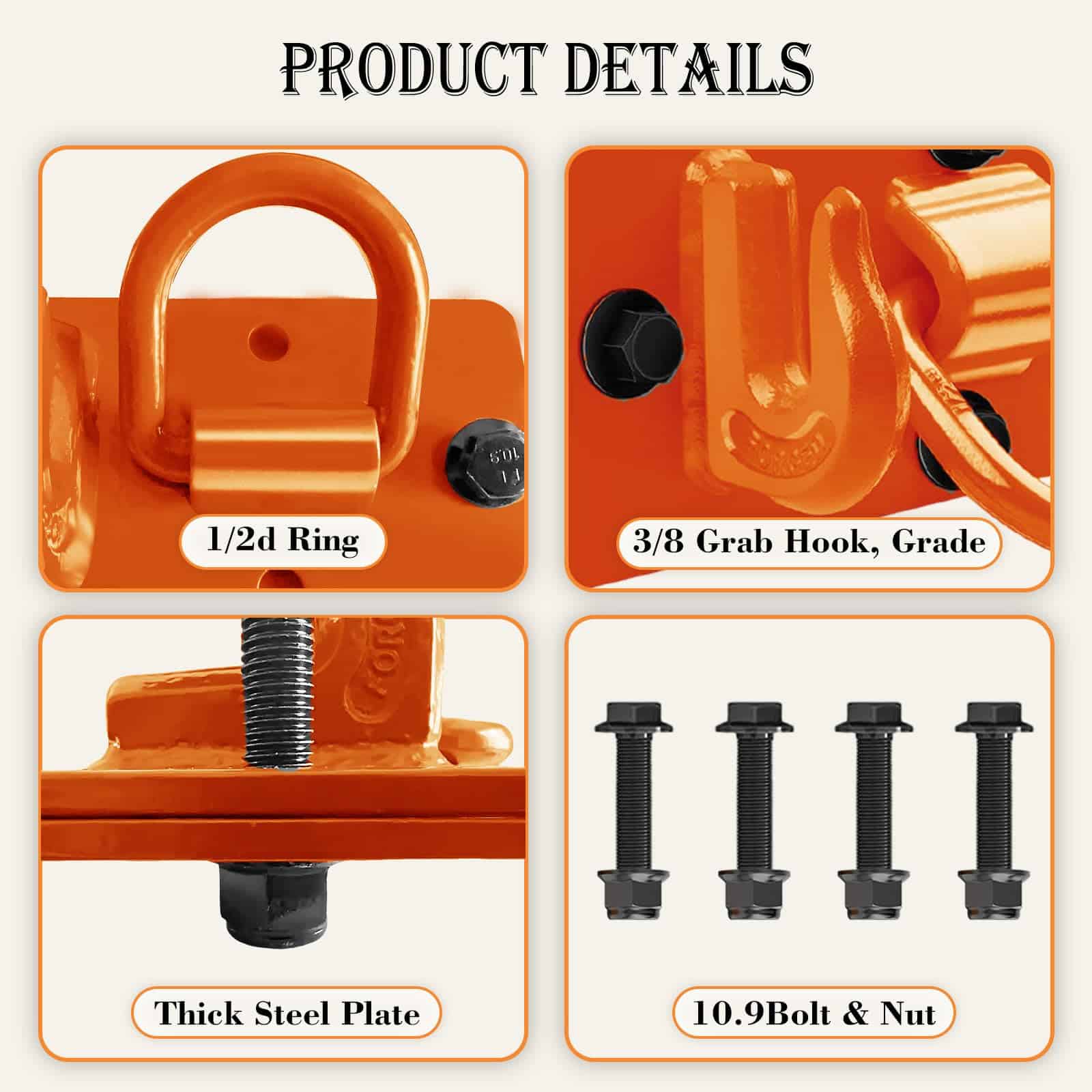 Ganchos de Carga para Cubo de Tractor con Anillo de Amarre - Imagen 5
