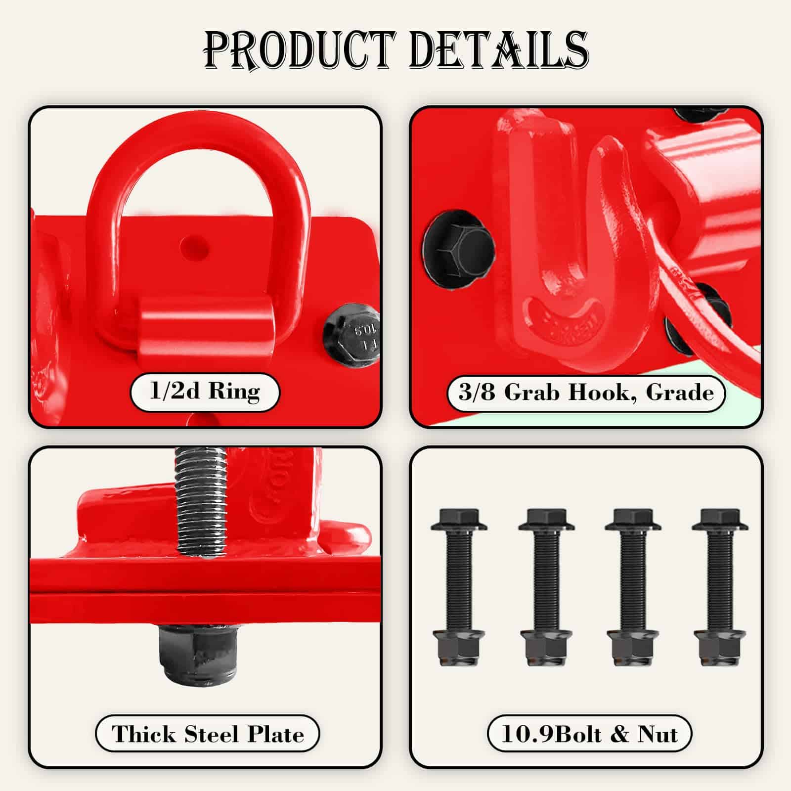 Ganchos de Enganche para Cucharón de Tractor con Anillo de - Imagen 5