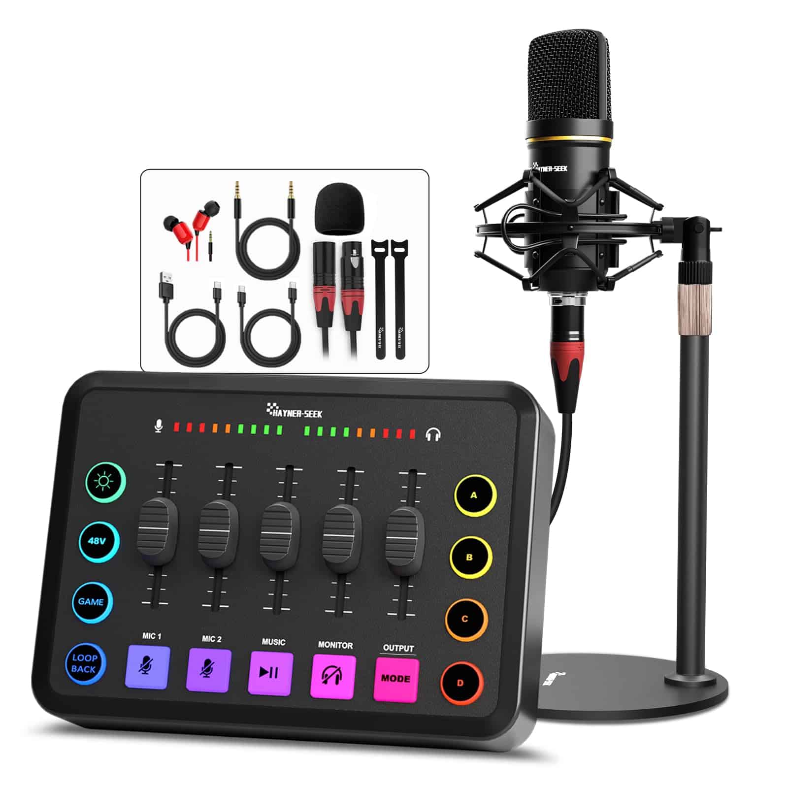 Paquete de Equipos para Podcast, Mezclador de Audio para