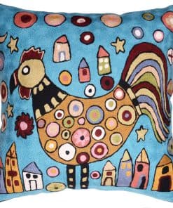 Funda de Almohada con Diseño de Gallo Turquesa - Decorativa