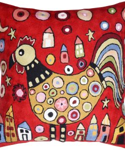 Funda de cojín con estampado de gallo rojo Kashmir Designs