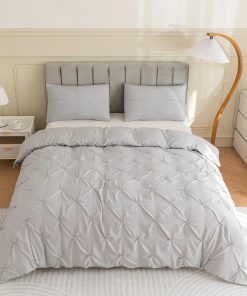 Juego de Funda Nórdica de 3 Piezas PY HOME & -Gris Plateado