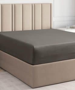 Sábana Ajustable de Algodón Egipcio Completo - -Gris Oscuro