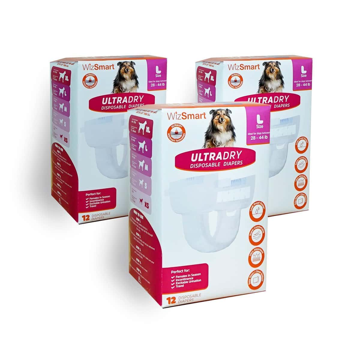 Pañales Desechables WizSmart UltraDry para Perros | Pañales