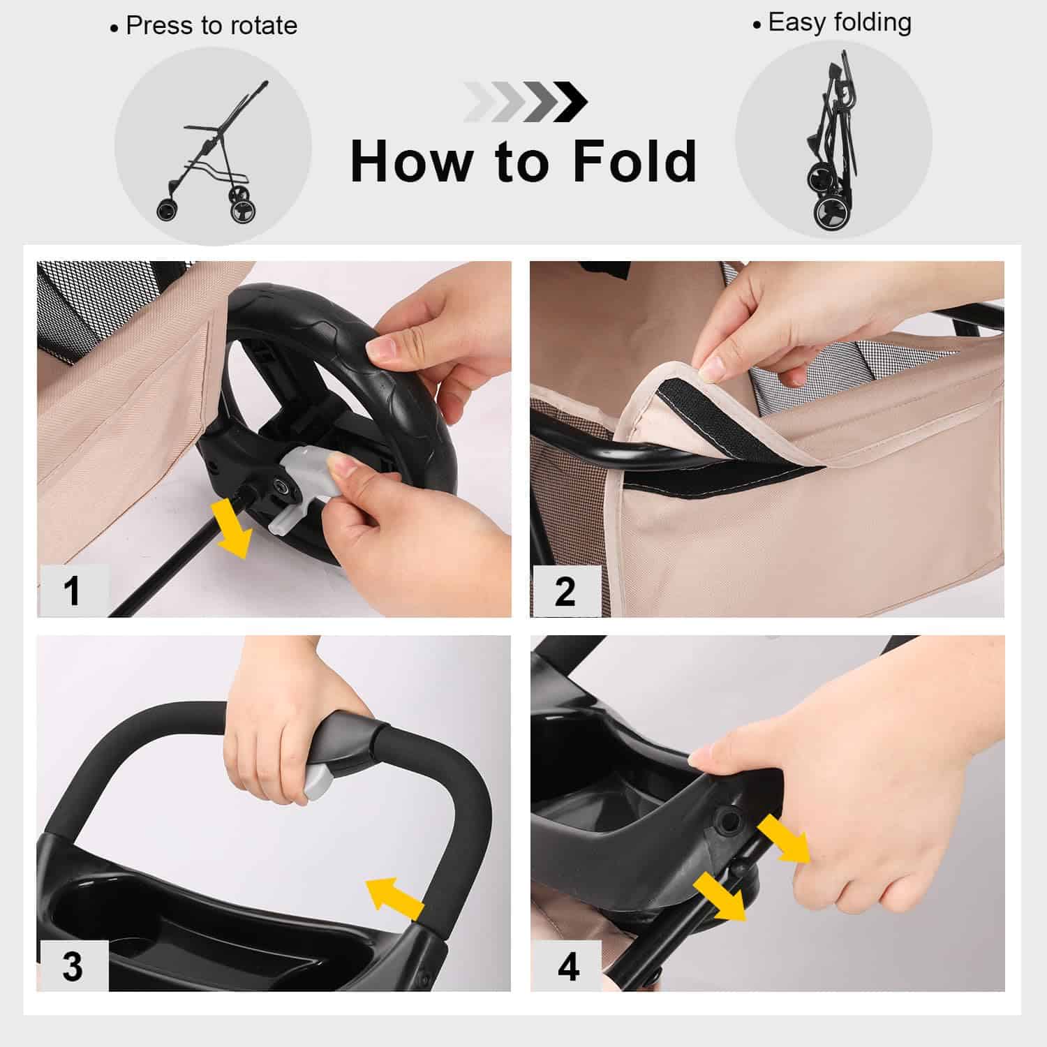 Carriola para Perros, Cuatro Ruedas Carrito para Gatos y - Imagen 5