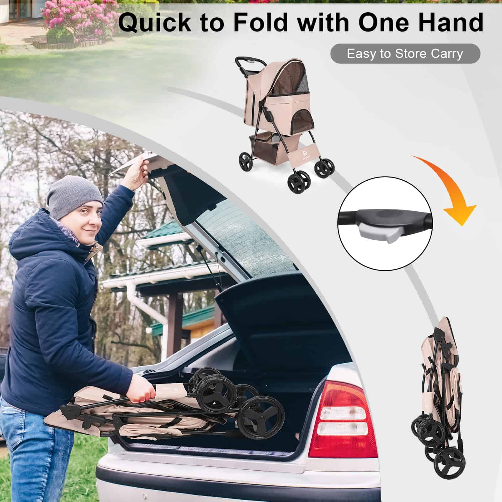 Carriola para Perros, Cuatro Ruedas Carrito para Gatos y - Imagen 6