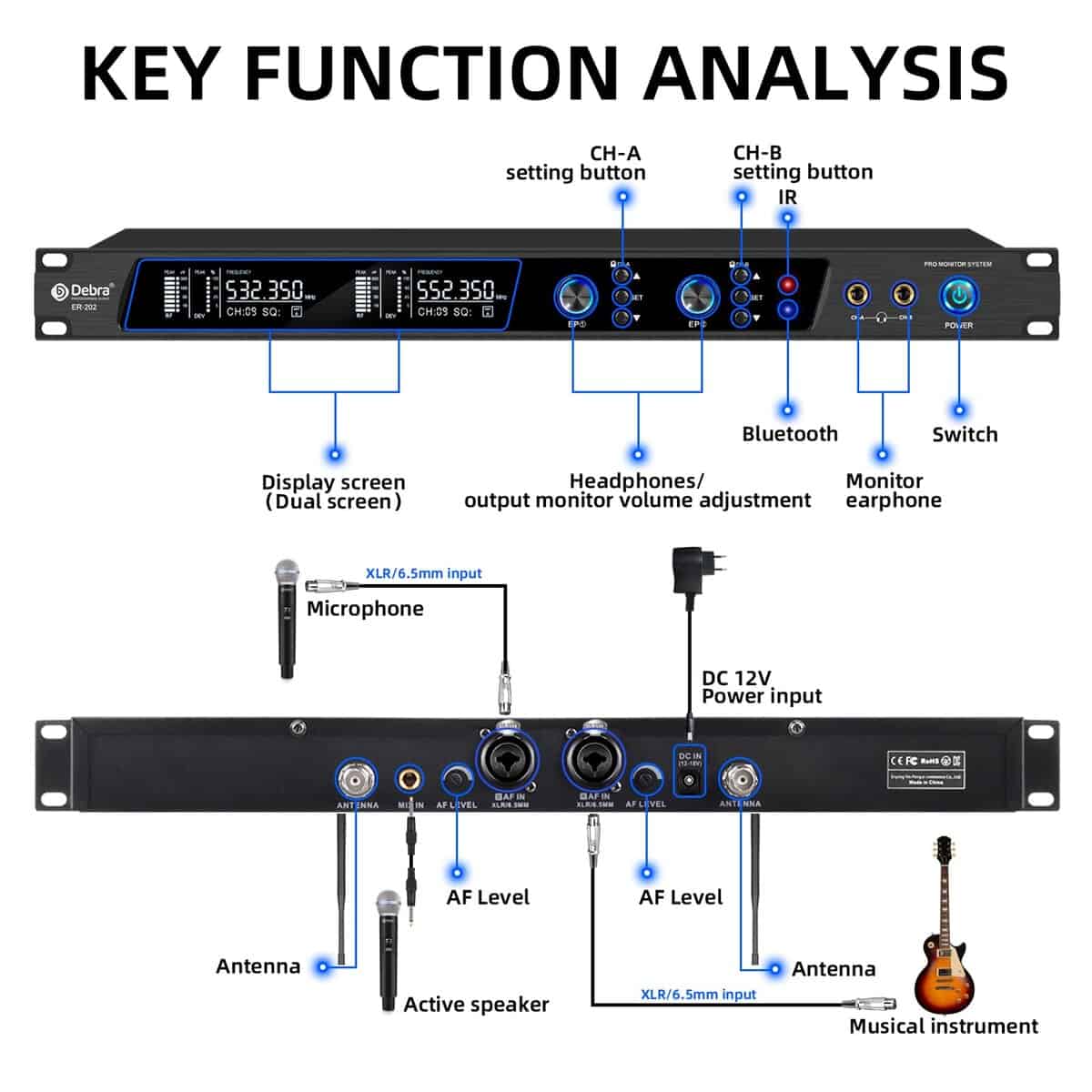 Sistema de Monitor Inalámbrico D Debra Audio PRO ER-202 UHF - Imagen 8