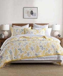 Juego de edredón Mescore para cama King, edredón floral