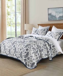 Juego de Edredón Mescore King, Edredón Floral 100% de