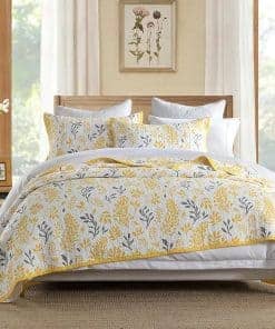 Colcha Queen Size - 100% Algodón Juego de Colcha Floral