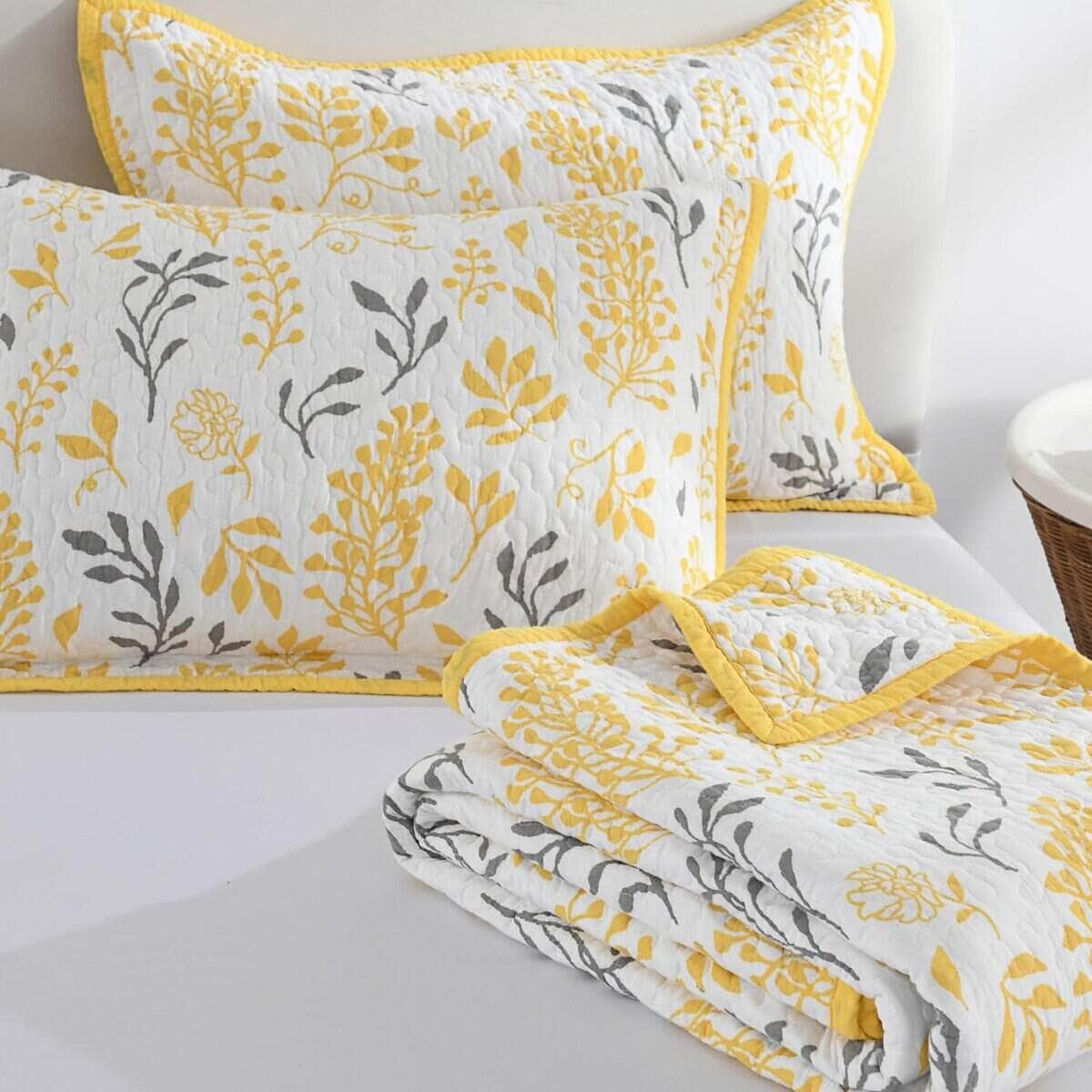 Colcha Queen Size - 100% Algodón Juego de Colcha Floral - Imagen 7