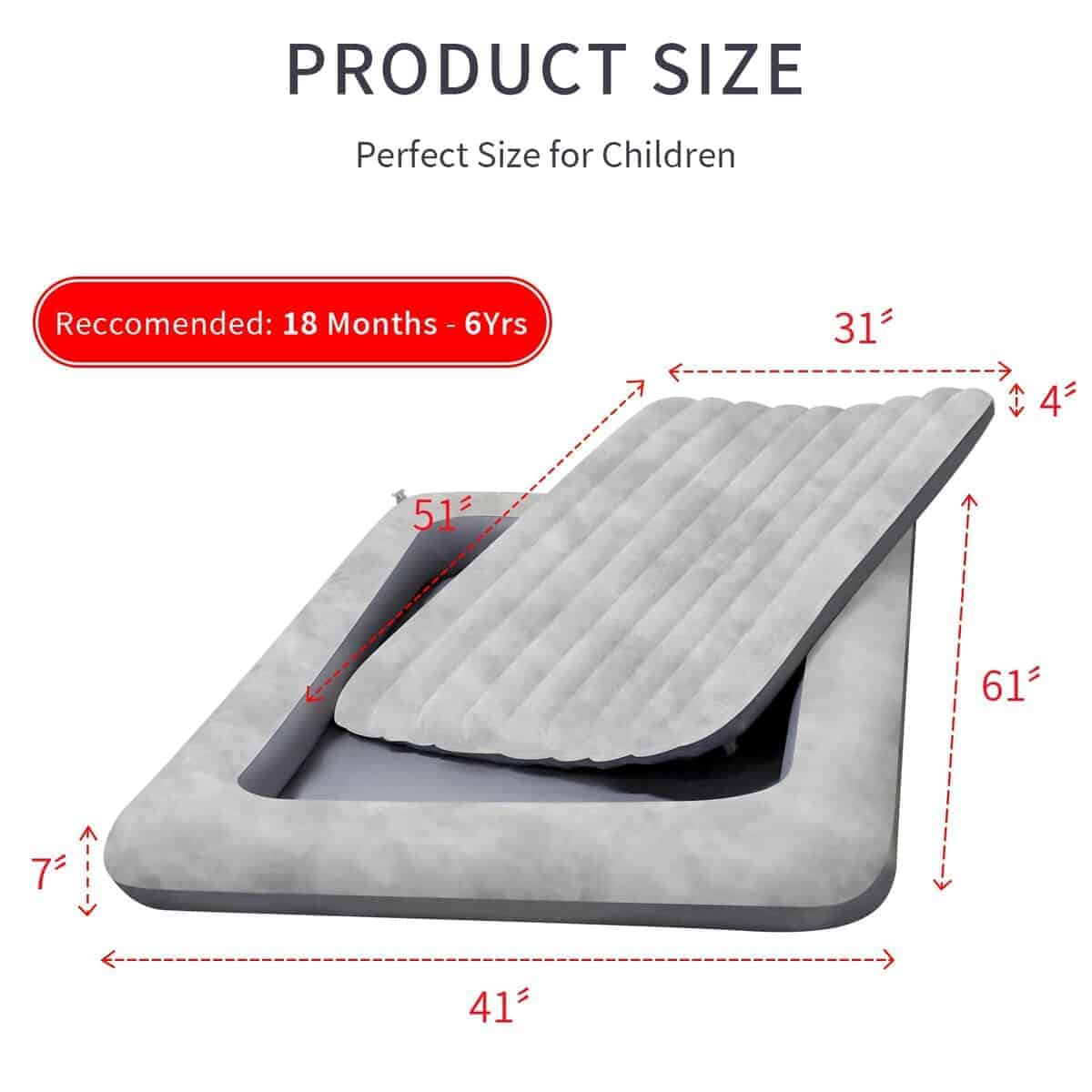 Colchón de Aire para Niños EQURROY, Portátil y Rápido, Cama - Imagen 4