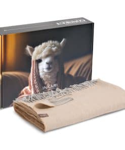 Manta de Lana de Alpaca Inkari I 83" x 55" I -Beige Plata