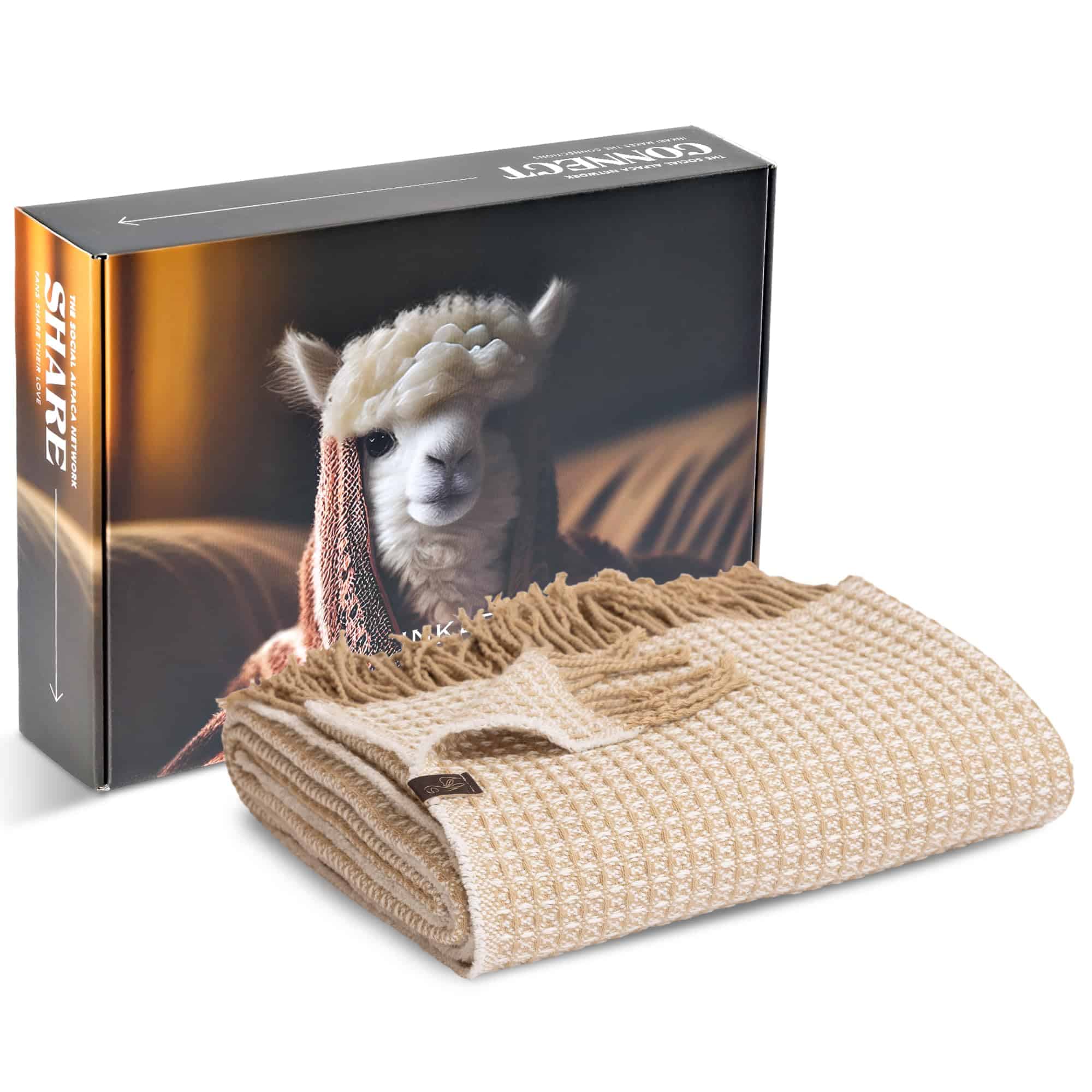 Manta de Lana de Alpaca Inkari I 83" x 55" I Súper Suave -