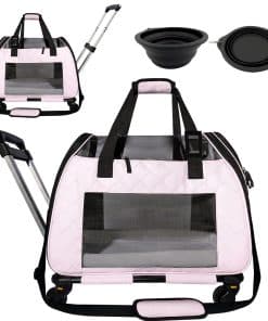 Transportadora de mascotas con ruedas para gatos grandes y