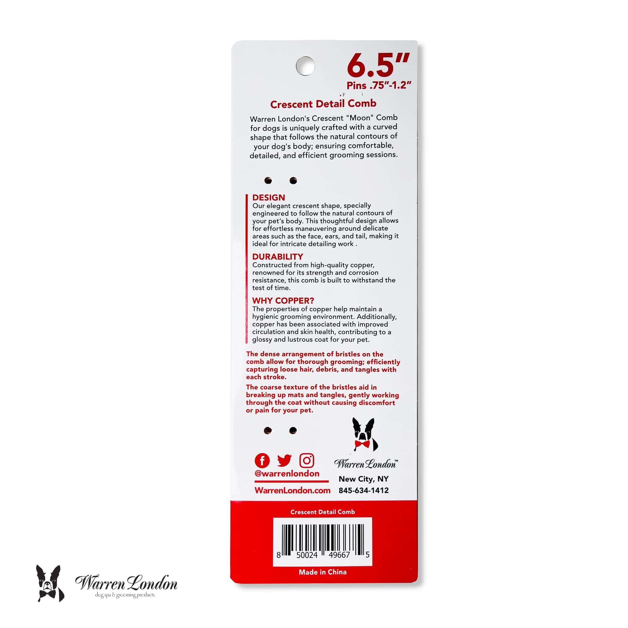 Peine Detallado con Forma de Media Luna de Cobre de Warren - Imagen 9