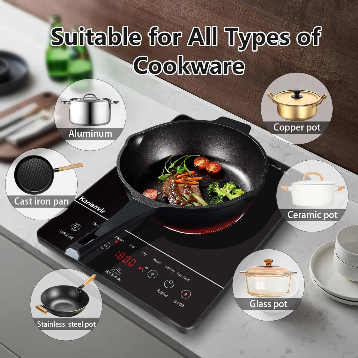 Karienvir Placa de Cocina Eléctrica de Una Sola Hornilla, - Imagen 8