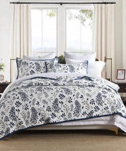 Edredón Floral Gris Azul BCOTTOND Tamaño Queen - Juego de